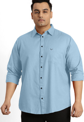 js studio Men Solid Formal Blue Shirt