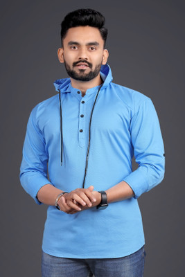VELLOSTA Men Solid A-line Kurta(Blue)