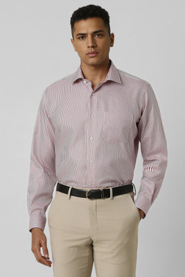 VAN HEUSEN Men Striped Formal Maroon, White Shirt
