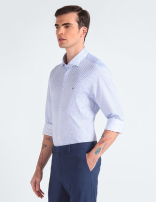 TOMMY HILFIGER Men Printed Casual Blue Shirt