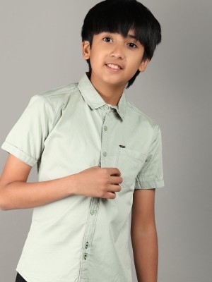 V-MART Boys Solid Casual Green Shirt