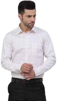 LOUIS STITCH Men Checkered Formal White Shirt