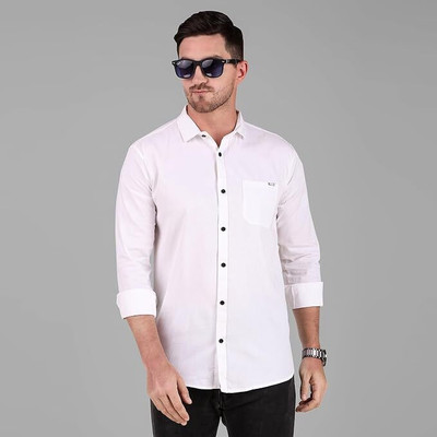 Masher Men Solid Casual White Shirt