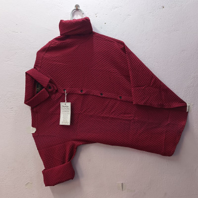 Radiance Creations Men Self Design Casual Maroon Shirt
