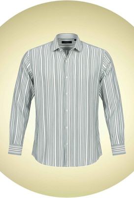 Aarna Enterprise Men Self Design Casual White, Green Shirt