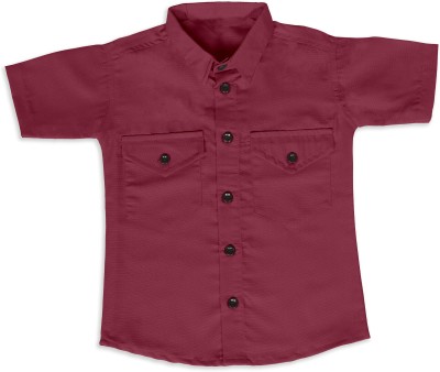 DEMON NEROPI Boys Solid Casual Maroon Shirt