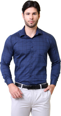 Crazio Men Solid Formal Blue Shirt