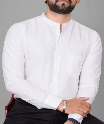 GLOBAL NOMAD Men Solid Casual White Shirt