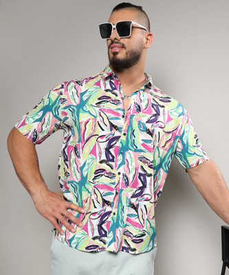 Instafab Plus Men Printed Casual Pink Shirt