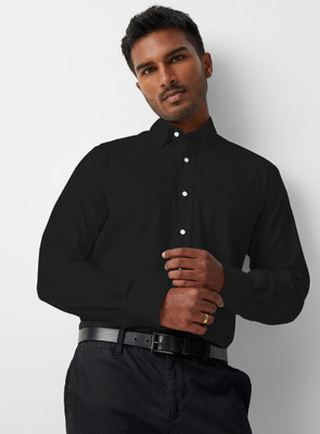 LYZOO FASHION Men Solid Formal Black Shirt