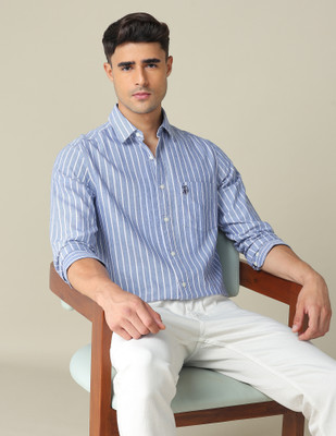 U.S. POLO ASSN. Men Striped Casual Blue Shirt