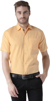 KLOSET BY RIAG Men Solid Formal Orange Shirt