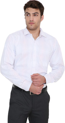 MAHARAJA Men Checkered Formal Pink Shirt