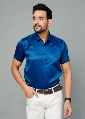 BlackLilly Men Solid Formal Blue Shirt