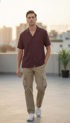 Dhakre fashion Men Self Design Casual Maroon Shirt