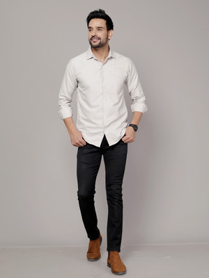 KAISERMEN Men Solid Casual White Shirt