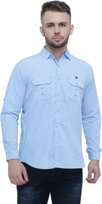 KUONS AVENUE Men Solid Casual Blue Shirt