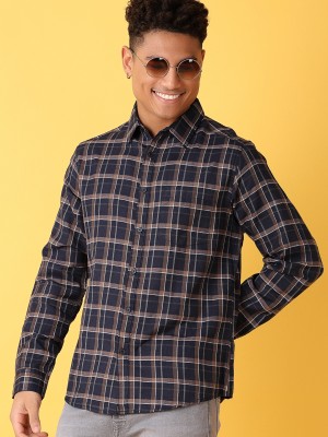 V-MART Men Checkered Casual Blue Shirt