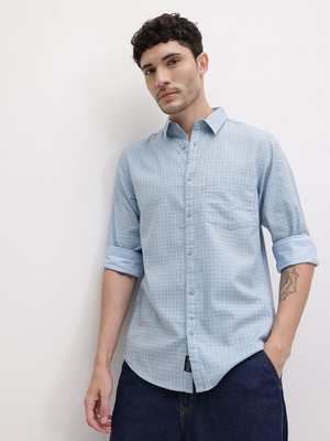 Roadster Men Checkered Casual White Shirt