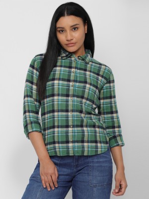 American Eagle Women Checkered Casual Multicolor Shirt