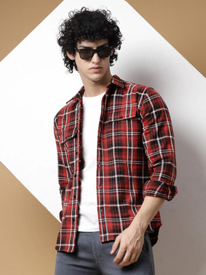 RIGO Men Checkered Casual Red Shirt