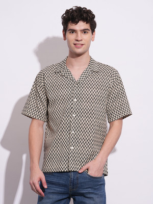 BEING HUMAN Men Geometric Print Casual Black Shirt