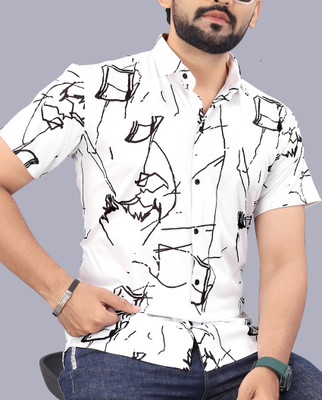 COMBRAIDED Men Printed Casual White Shirt