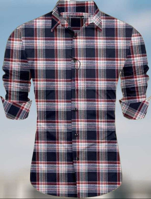 Typetron Fashion Men Checkered Formal White Shirt