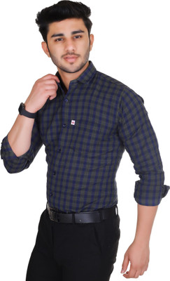 Shreyash Trend Men Solid Casual Dark Blue, Green Shirt