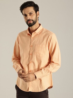 INDIAN TERRAIN Men Solid Casual Orange Shirt