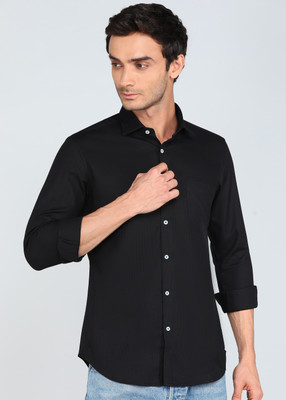 INTEGRITI Men Solid Casual Black Shirt