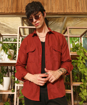 CAMPUS SUTRA Men Solid Casual Brown Shirt