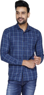 Studio-9 Men Checkered Casual Dark Blue, Light Blue, Grey Shirt