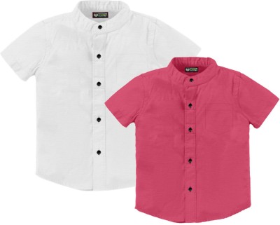 Cloud Kids Boys Solid Casual White, Pink Shirt