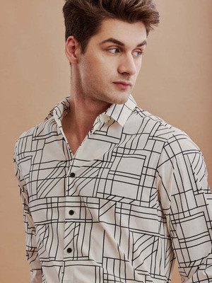 Jai Textiles Men Checkered Casual White Shirt