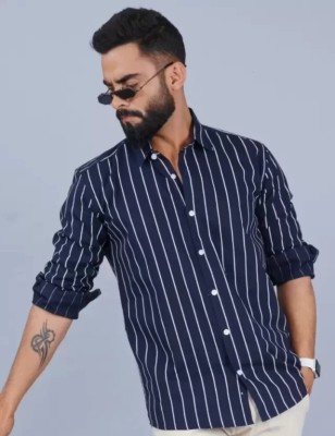 tinctruv Men Striped Casual Black Shirt