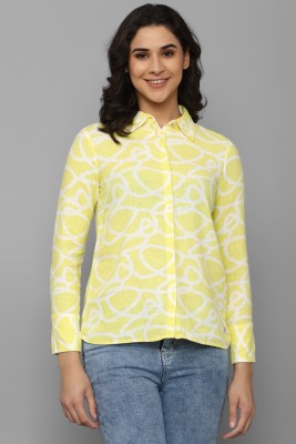 Allen Solly Women Printed Casual Yellow, White Shirt