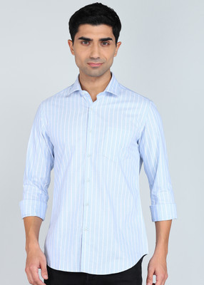 INTEGRITI Men Striped Casual Blue Shirt