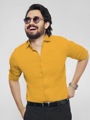 JEMI ENTERPRISE Men Self Design, Solid Formal Yellow Shirt