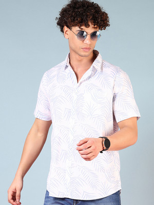 V-MART Men Printed Casual Blue, White Shirt