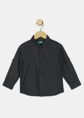 United Colors of Benetton Boys Solid Casual Black Shirt