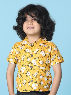 CUTIEKINS Boys Printed Casual Yellow Shirt