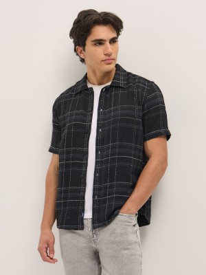 THE BEAR HOUSE Men Checkered Casual Black Shirt