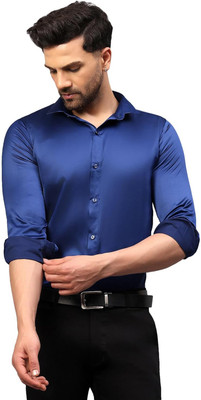 DENEEJA Men Solid Party Dark Blue Shirt
