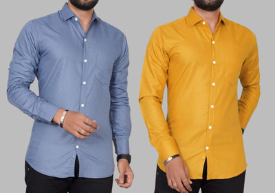METRONAUT Men Solid Casual Multicolor Shirt(Pack of 2)