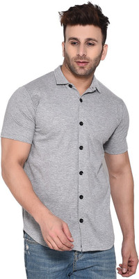 tfurnish Men Self Design Casual Grey Shirt