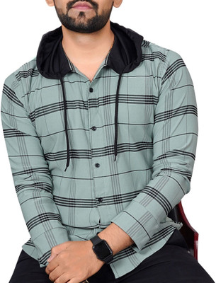 METRONAUT Men Checkered Casual Green Shirt