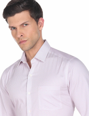 ARROW Men Striped Formal Pink Shirt