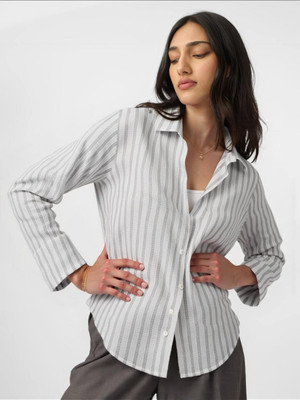 PERFECT PRODUCTIONS Women Striped Casual Grey Shirt