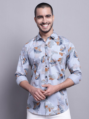 Hanumantra Men Printed Casual Grey Shirt